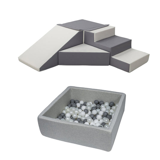 Step & Slide + Square Ball Pit BUNDLE, Grey