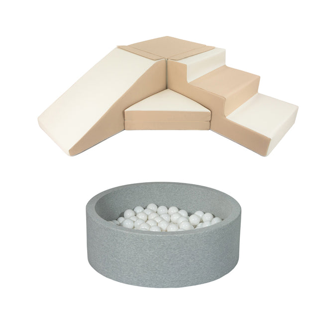 Step & Slide + Round Ball Pit BUNDLE, Beige