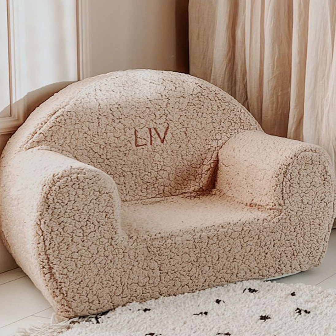 Bouclé Toddler Armchair, Taupe - Personalise