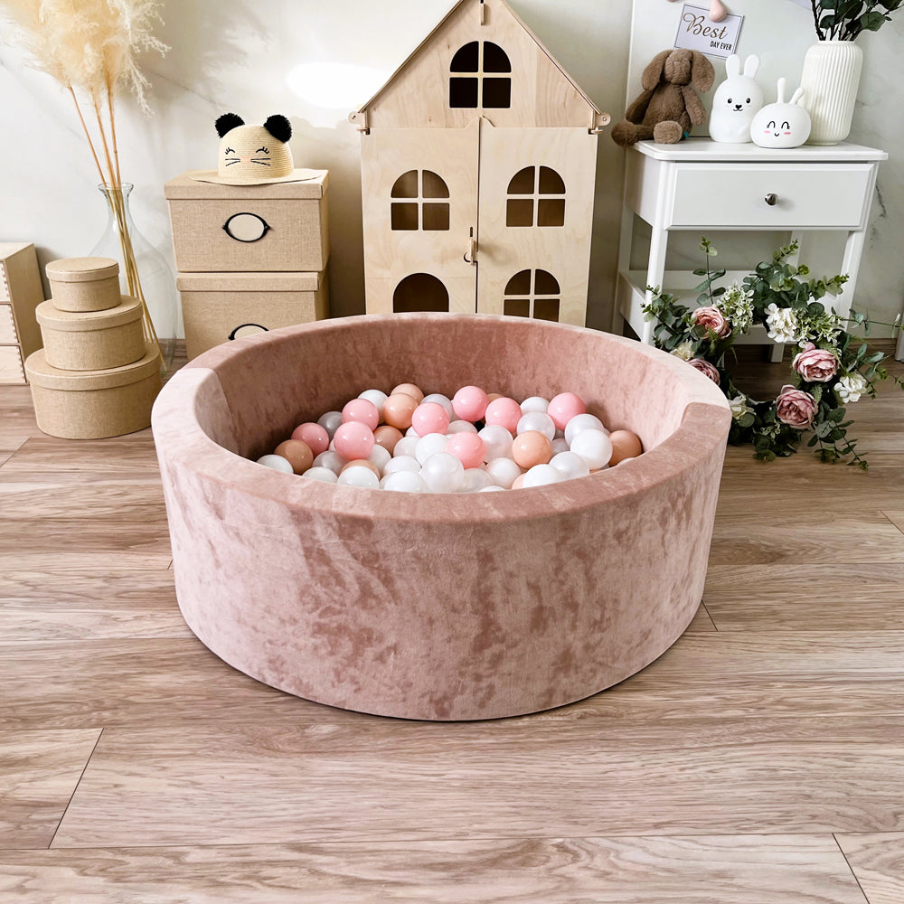 Luxe Ball Pit, Velvet Dark Beige (Choose your own ball colours)