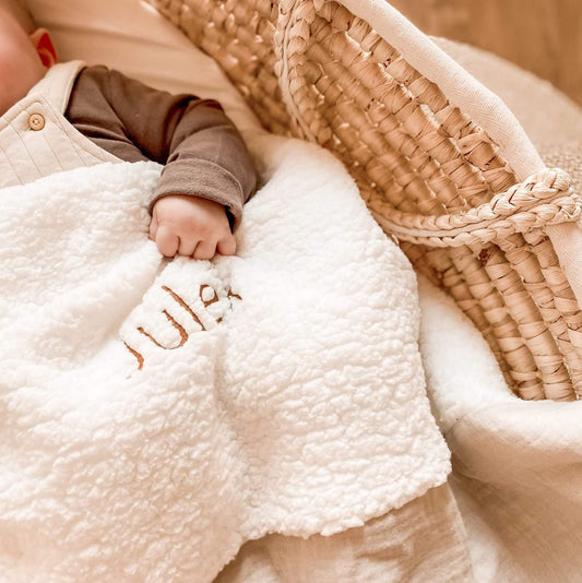 Personalised Bouclé Blanket, Ecru