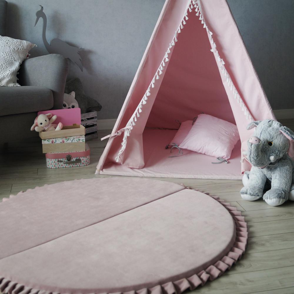 Velvet Foldable Play Mat, Pink