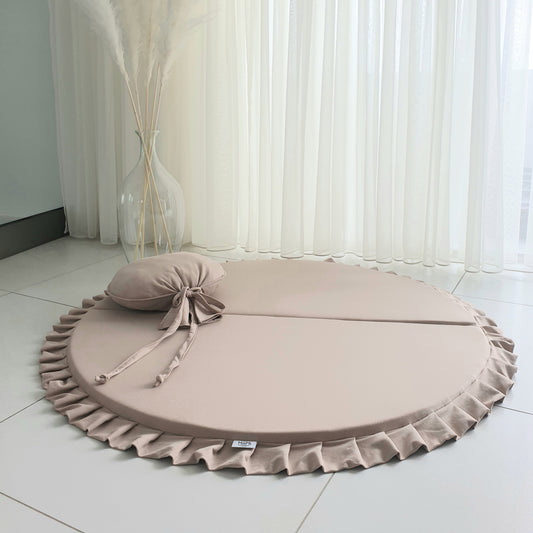 Cotton Knit Foldable Play Mat, Beige