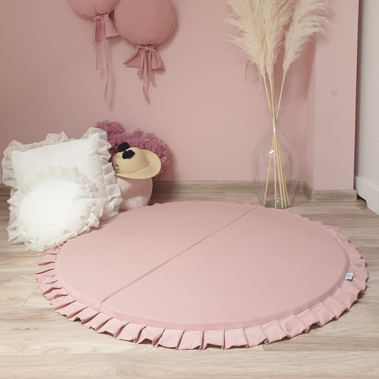 Cotton Knit Foldable Play Mat, Pink